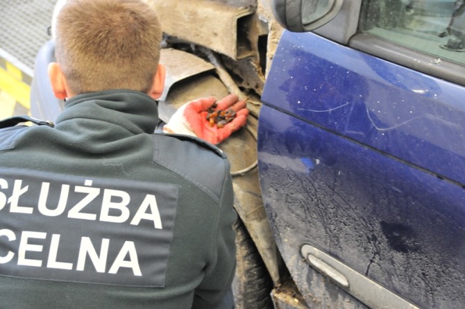 Obraz przedstawiający Budomierz: Celnicy zatrzymali bursztyn wart 32 tys. złotych.