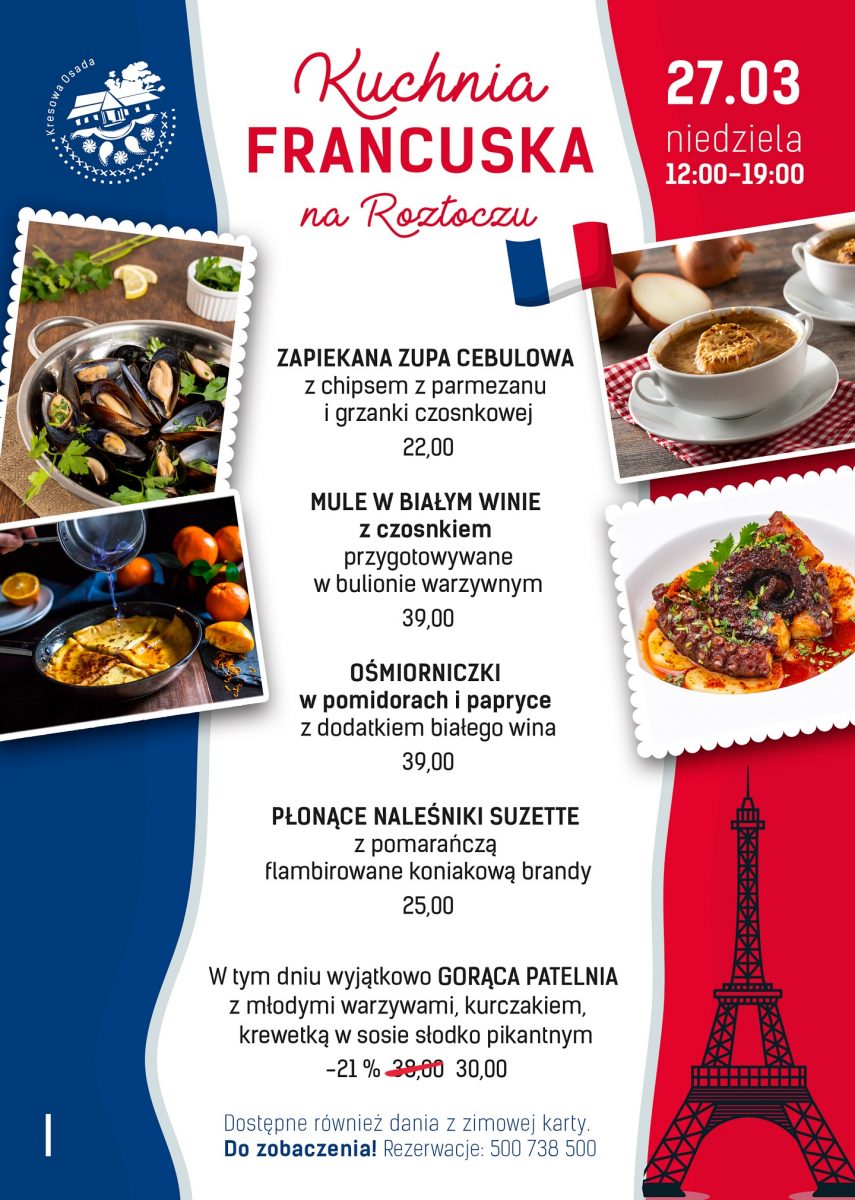 Obraz przedstawiający Dania francuskie na stołach Kresowej Osady