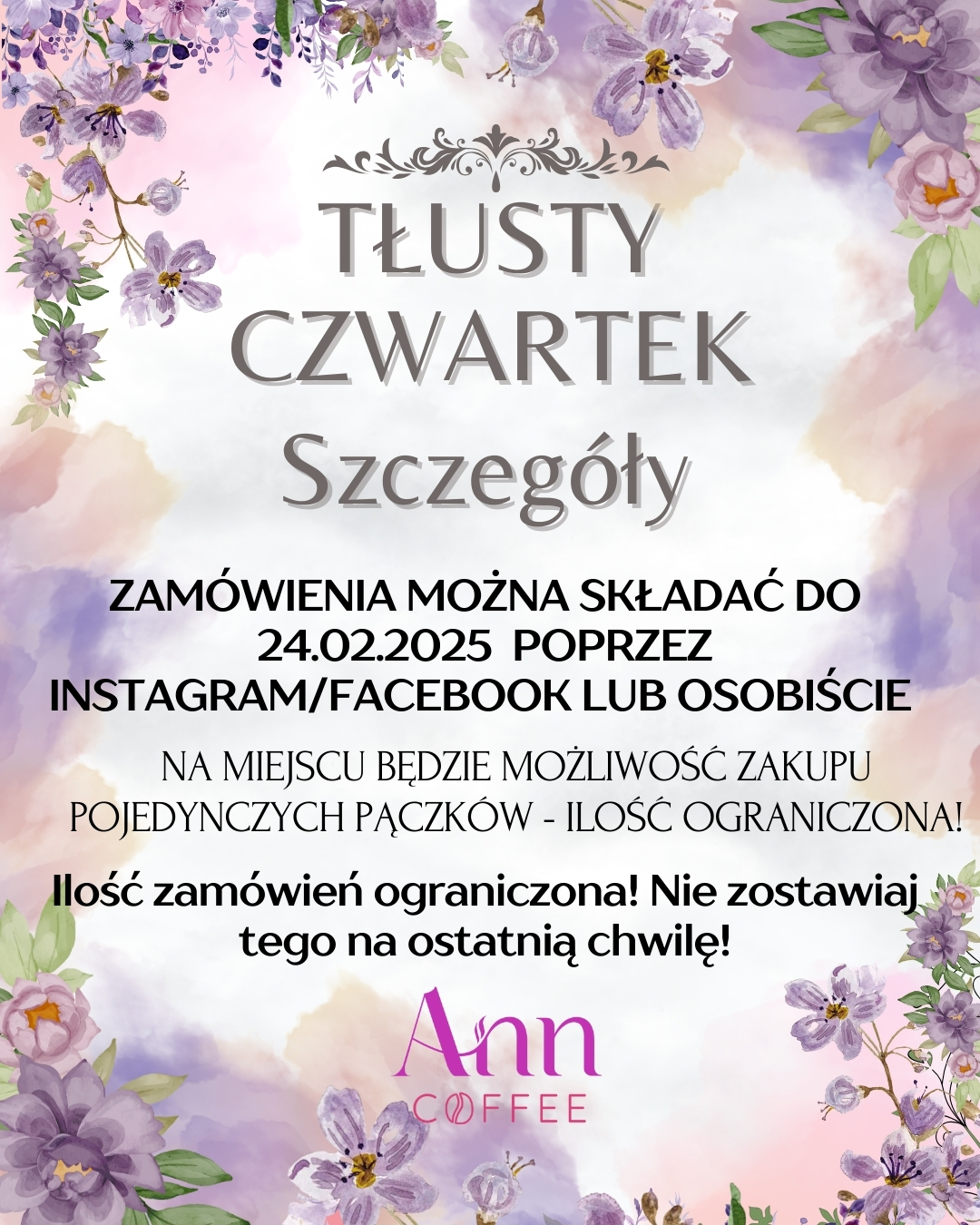 Obraz przedstawiający Prawdziwy Tłusty Czwartek tylko z kawiarnią Ann Coffee w Lubaczowie