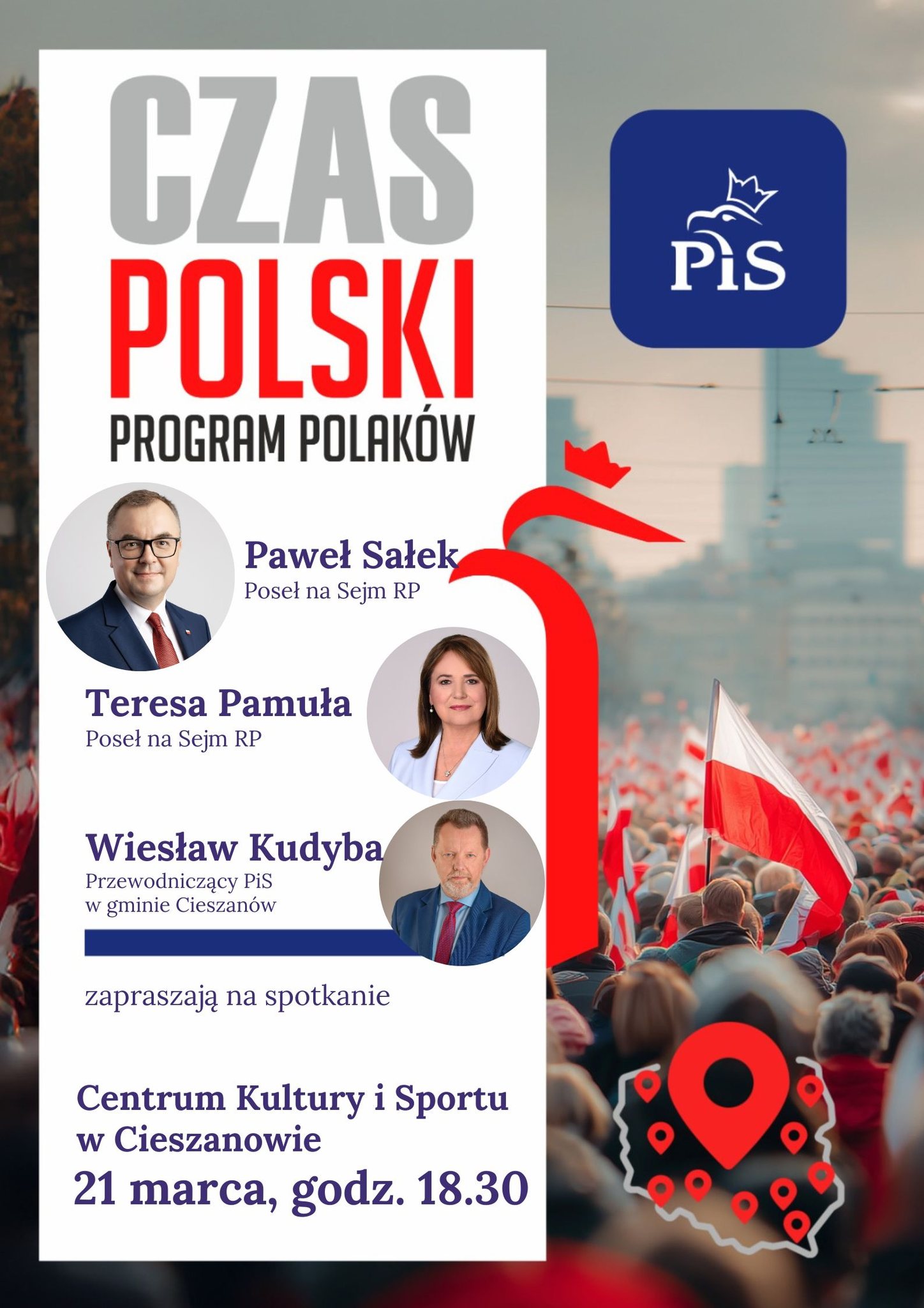 Obraz przedstawiający Paweł Sałek i Teresa Pamuła w Cieszanowie. Spotkanie w ramach cyklu "Czas Polski"