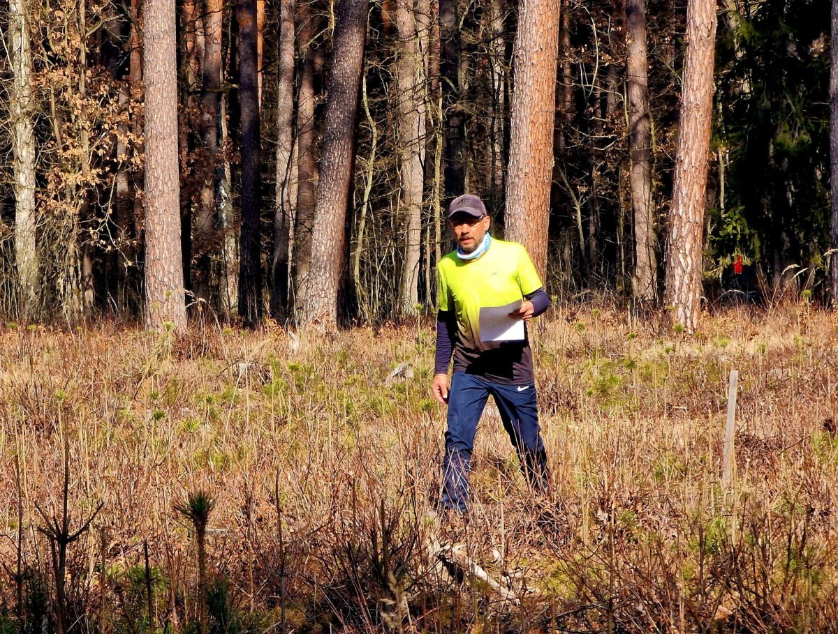 Obraz przedstawiający Biegacze przywitali wiosnę w lesie Niwki. Ponad setka zawodników na starcie