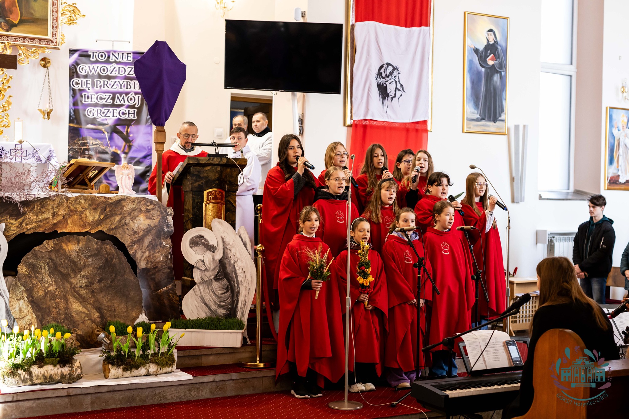 Obraz przedstawiający W Horyńcu-Zdroju wybrano najpiękniejsze palmy wielkanocne