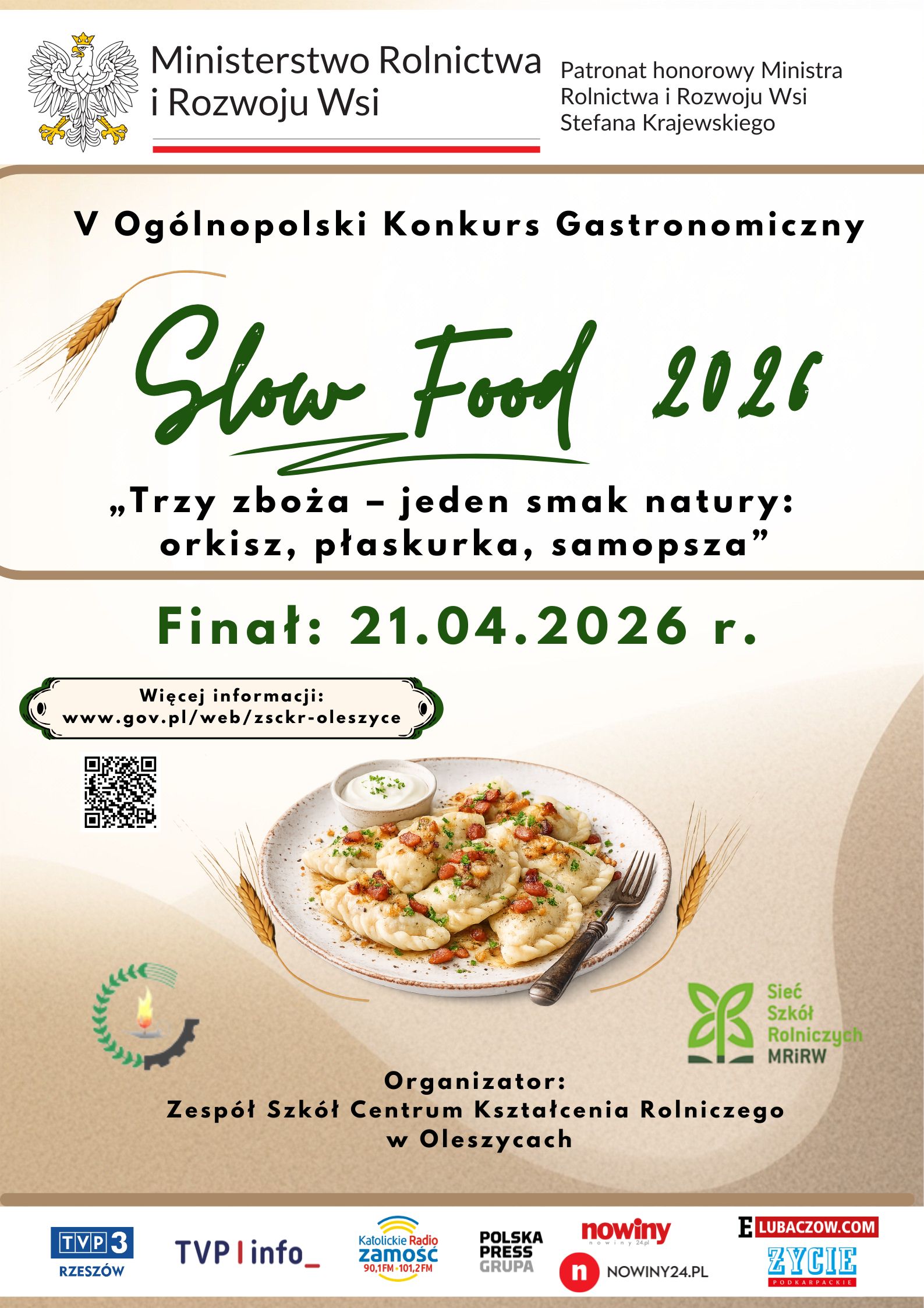 Obraz przedstawiający Finał V Ogólnopolskiego Konkursu Gastronomicznego Slow Food 2026 w Oleszycach