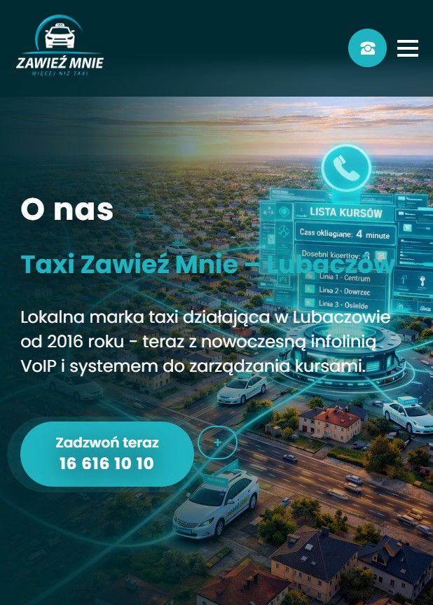 Obraz przedstawiający 16 616 10 10 - wszyscy kierowcy taxi pod jednym numerem. Taxi Zawieź Mnie uruchamia nowoczesną infolinię w Lubaczowie
