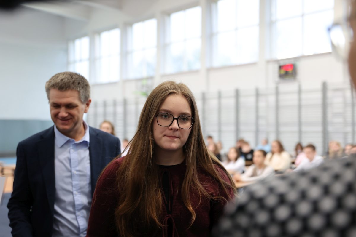 Obraz przedstawiający Stypendia oraz konkurs "Jestem KOŚCIUSZKO" w lubaczowskim liceum